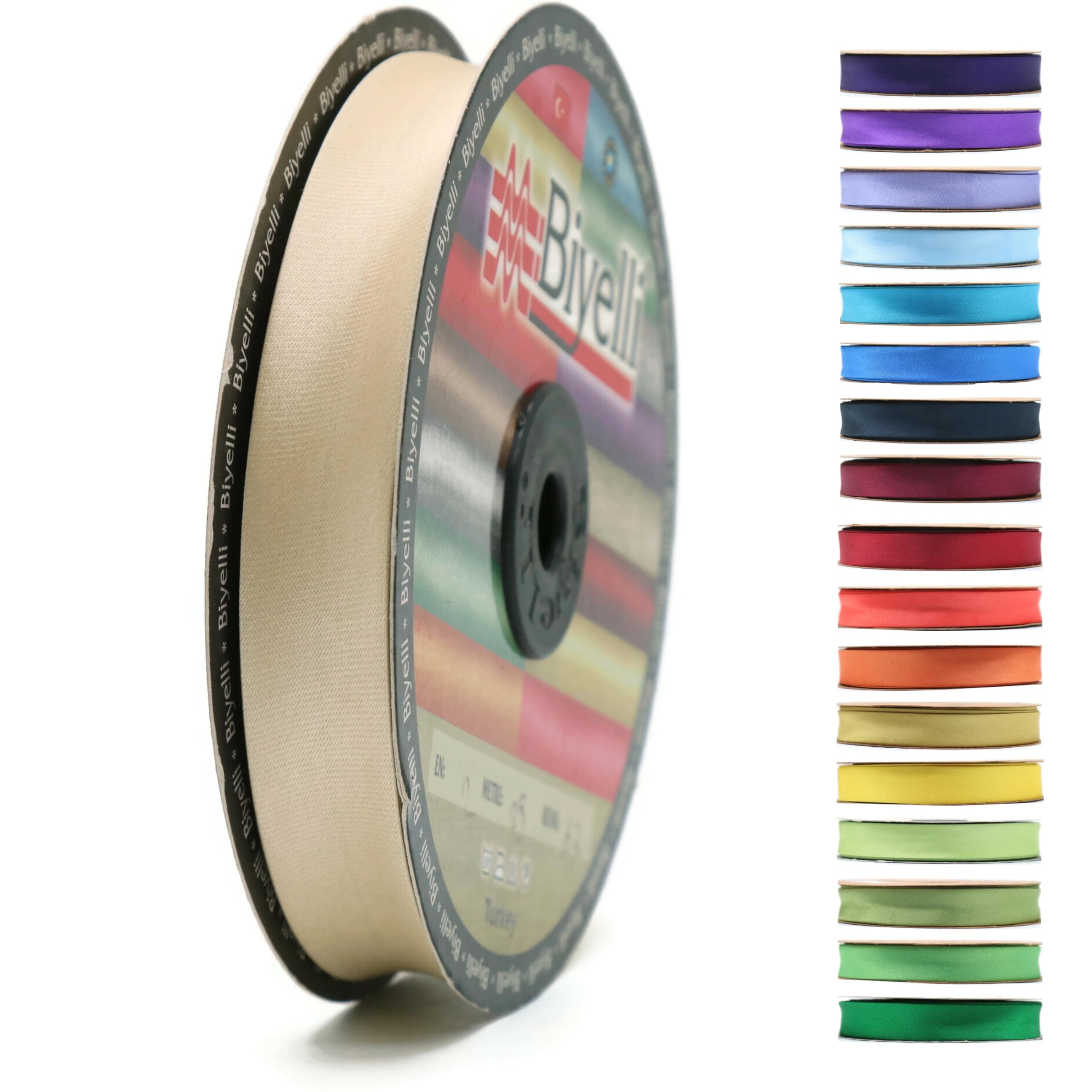 Fold Satin Bias Tape - 99+ Colors - 3/4 Inches Wide - 27 Yards - Fold Satin Binding Bias Ribbon Fabric Piping Bias Binding Tape for Sewing Clothing DIY (67. Honey Beige) BYS67