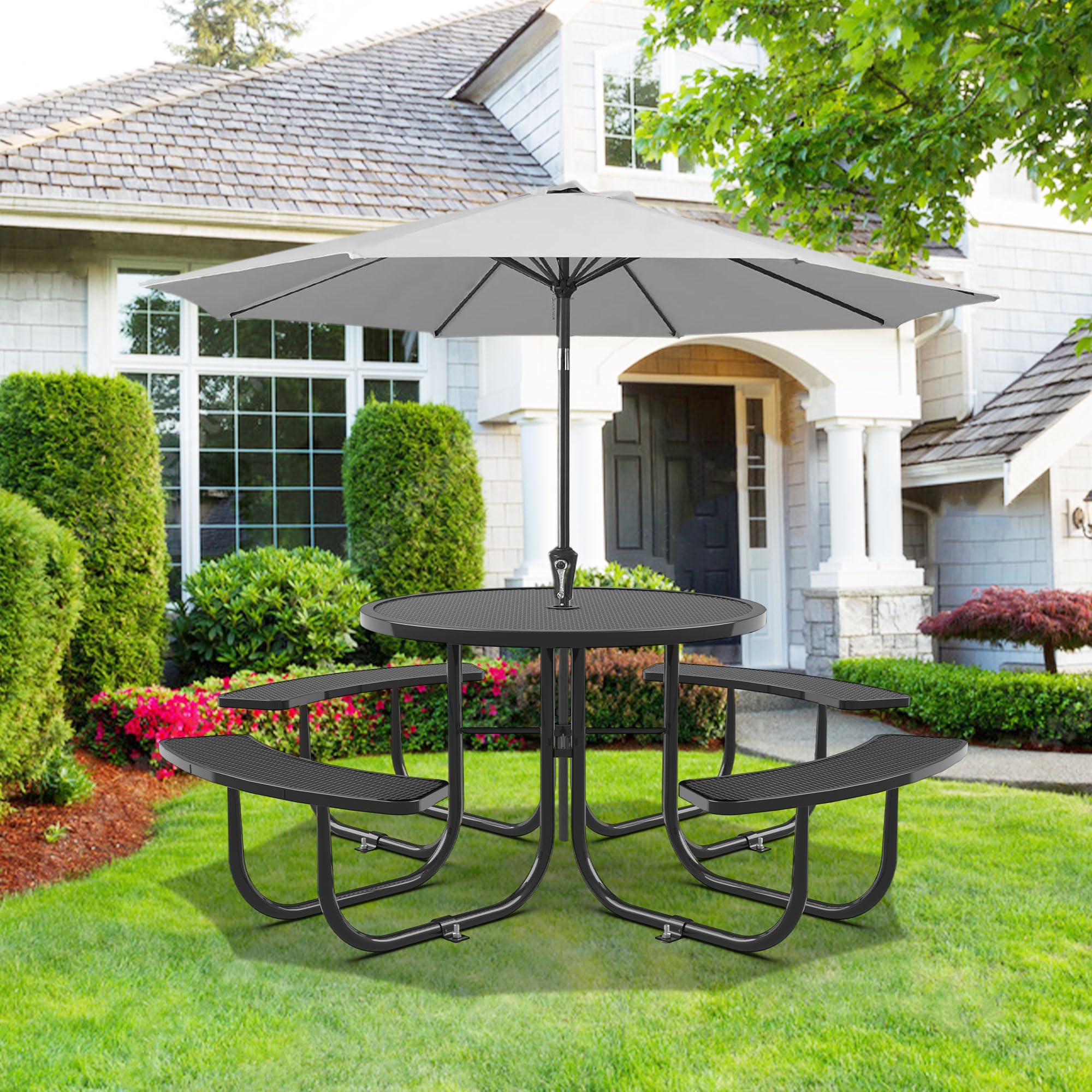 commercial patio tables with umbrella hole WELERONY 46
