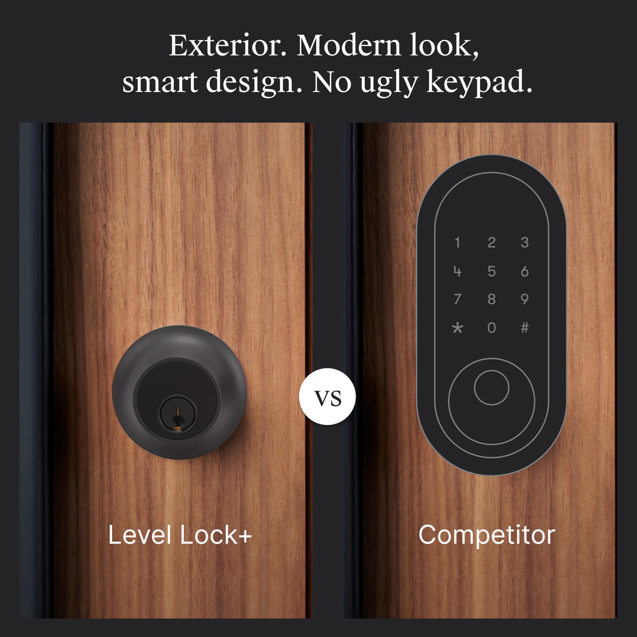 Level Lock+ (Matter) Smart Lock - World's Smallest, Most Advanced Matter-Over-Thread Deadbolt Plus Apple Home Key - Keyless and Remote Access via Apple, Alexa, Google Home, SmartThings (Matte Black)