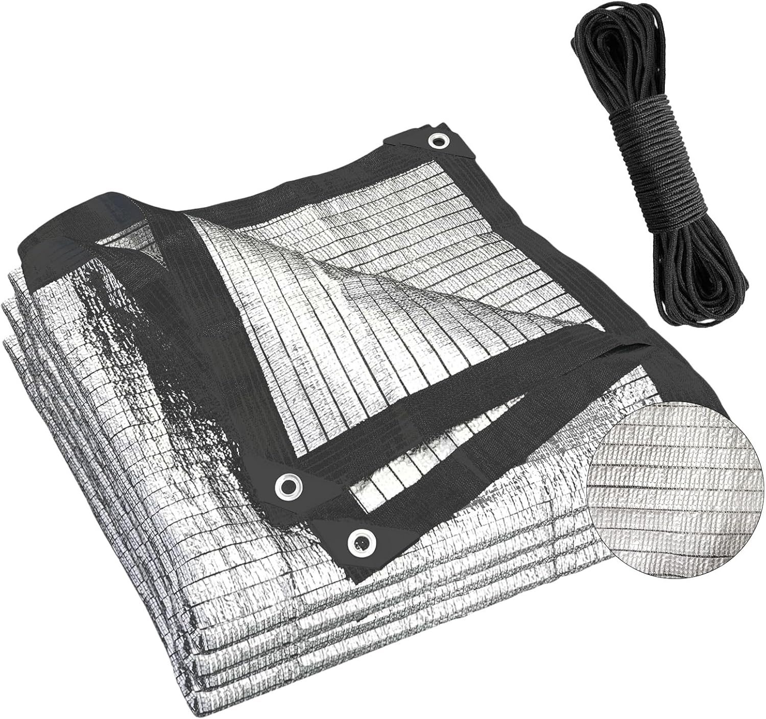 10x20Ft Silver Reflective 80% Aluminet Shade Cloth with Grommets - for Cars,Boats,Kennel,Protective Cover,Outdoor. Durable Reflective Heat tarp