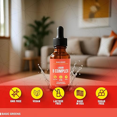 Miniatura 4 de Gotas líquidas de complejo de vitamina B, fórmula sublingual de fuerza, maximiza la absorción y aumenta la energía - B1, B2, B3, B5, B6, B7, B9, B12