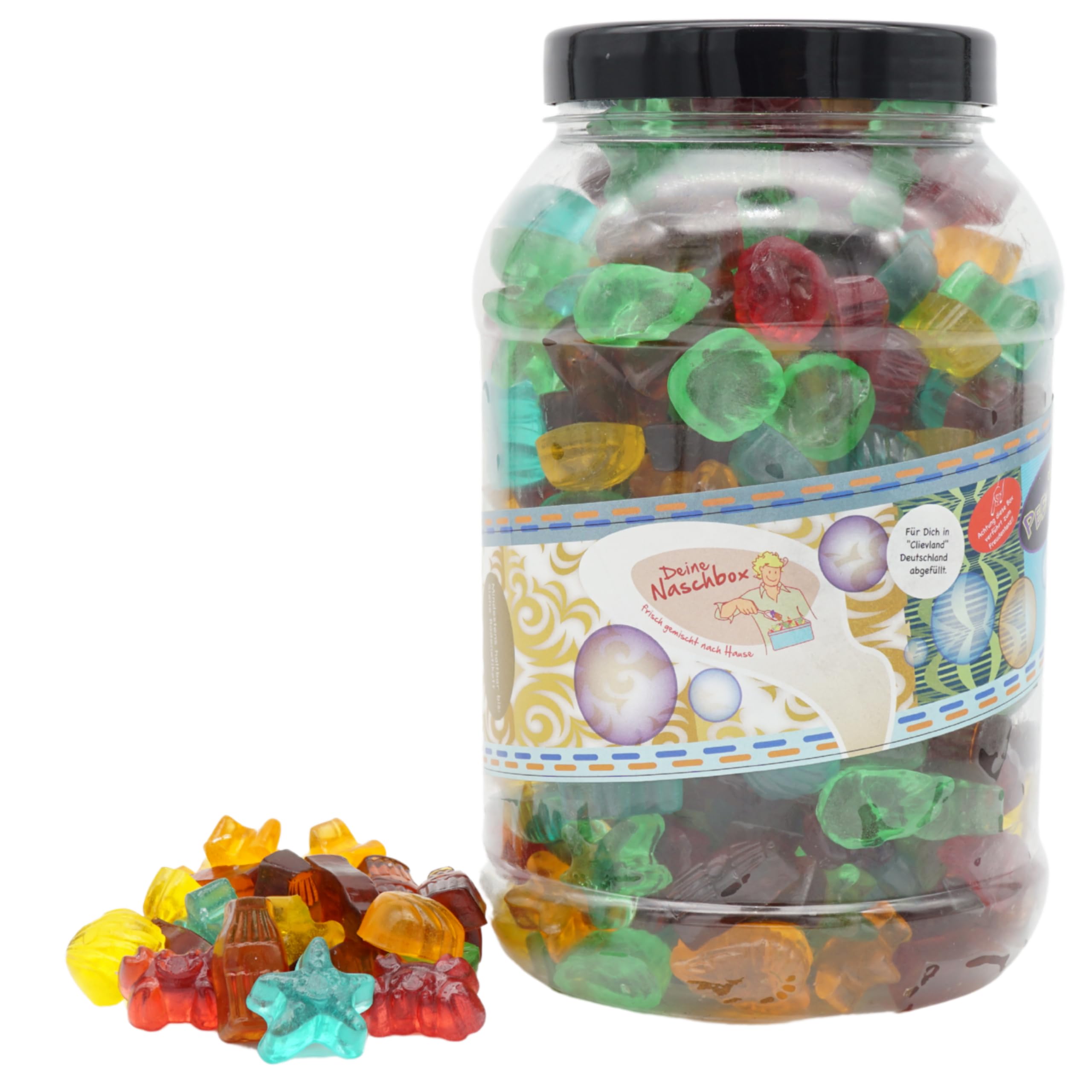 Deine Naschbox | Zuckerfreier Fruchtgummi 2er Mix#2 | 2kg Big Pot | XXL Großpackung für Party, Candybar & als Geschenk - Cola & Frucht - Saftig