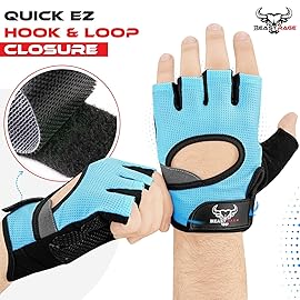 BEAST RAGE Workout Gloves for Men and Women, Fingerless Weight Lifting Gloves with Palm Protection Padding, Breathable and Lightweight Gym Gloves for Weightlifting, Cycling Pull Up (Aqua, M)