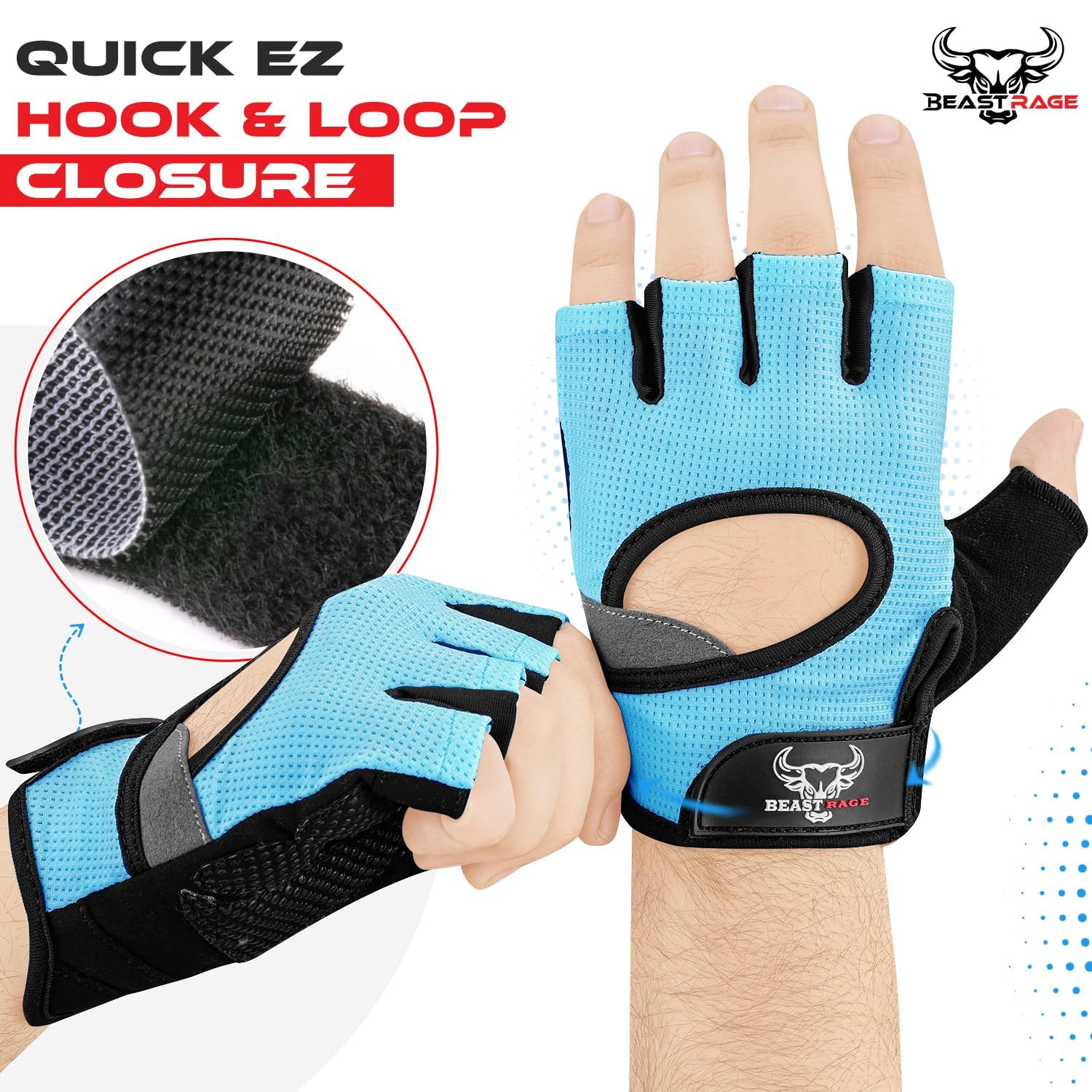 BEAST RAGE Guanti da palestra per il sollevamento pesi per uomini e donne, traspiranti, antiscivolo, con palmo imbottito in silicone, per il ciclismo, l'allenamento per la forza.