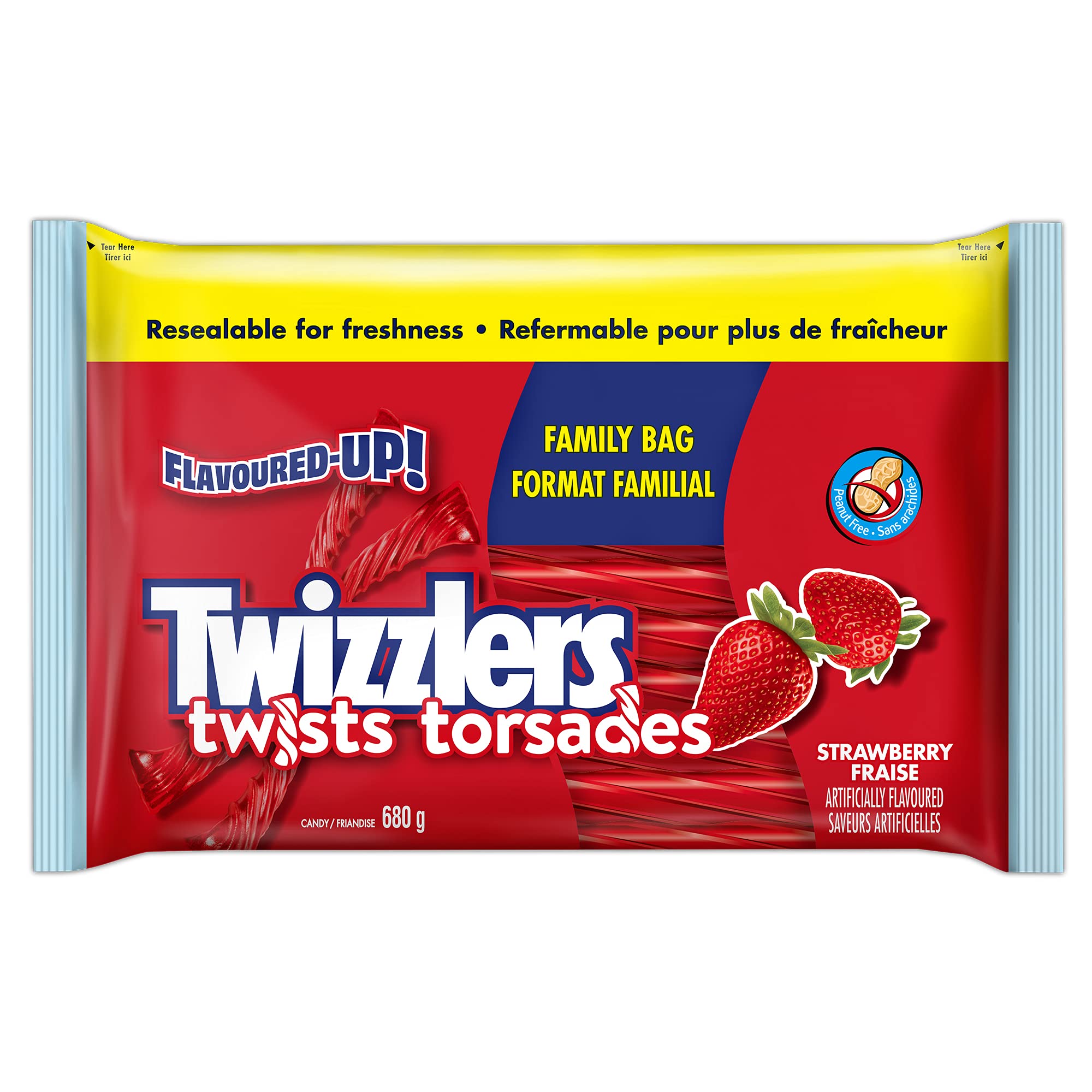 TWIZZLERS Licorice Candy, Strawberry Twists, Family Bag, Bulk Candy to Share, 680g - 