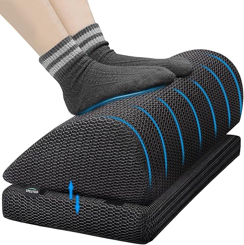 TALSTILA Reposapiés para debajo del escritorio en el trabajo, accesorios de escritorio de oficina, taburete de pies, reposapiés ergonómico ajustable