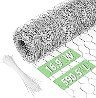 Vista 38 de Malla de gallinero de 13.7 pulgadas x 236 pulgadas, red de alambre para aves, malla hexagonal galvanizada, cerca barrera de jardín para cercado