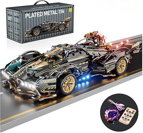 Miniatura 8 de PinkBee Juego de bloques de construcción de autos deportivos para adultos, auto de carreras coleccionable a escala 114, juguete de ingeniería,