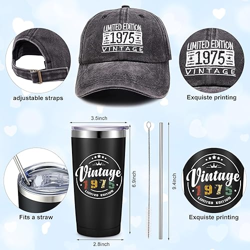 Miniatura 2 de Sieral 5 piezas de regalos de cumpleaños 50 para hombres, regalo de 50 cumpleaños para él, incluye gorra, gorra de béisbol, calcetines, llavero,