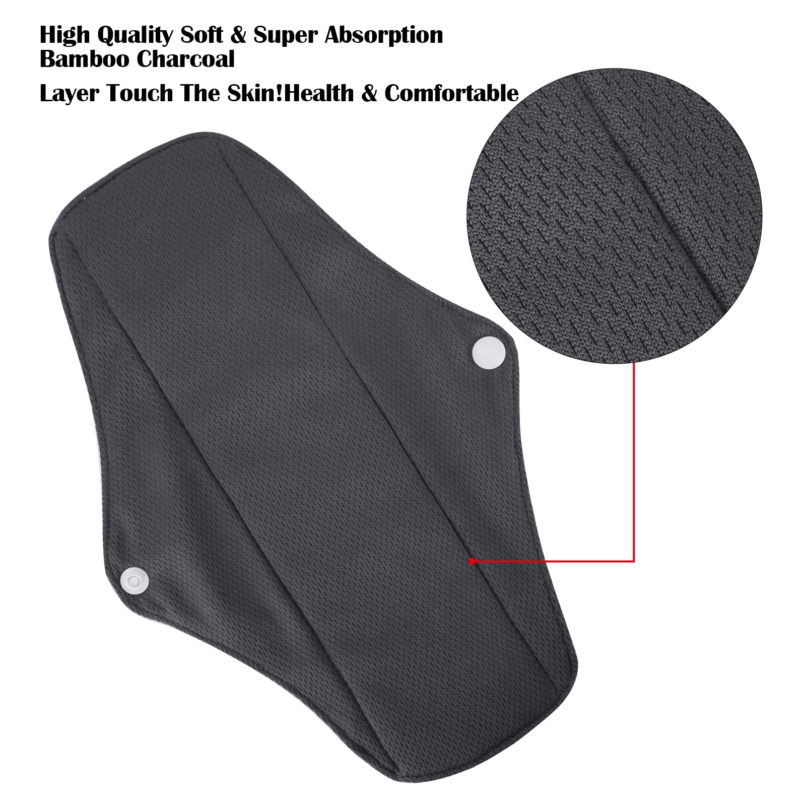PHOGARY Reusable Menstrual Pads, Breathable Mesh Surface Cloth Sanitary Pads Set for Heavy Flow with Wet Bag, Washable Overnight Cloth Panty Liners with Wings for Women