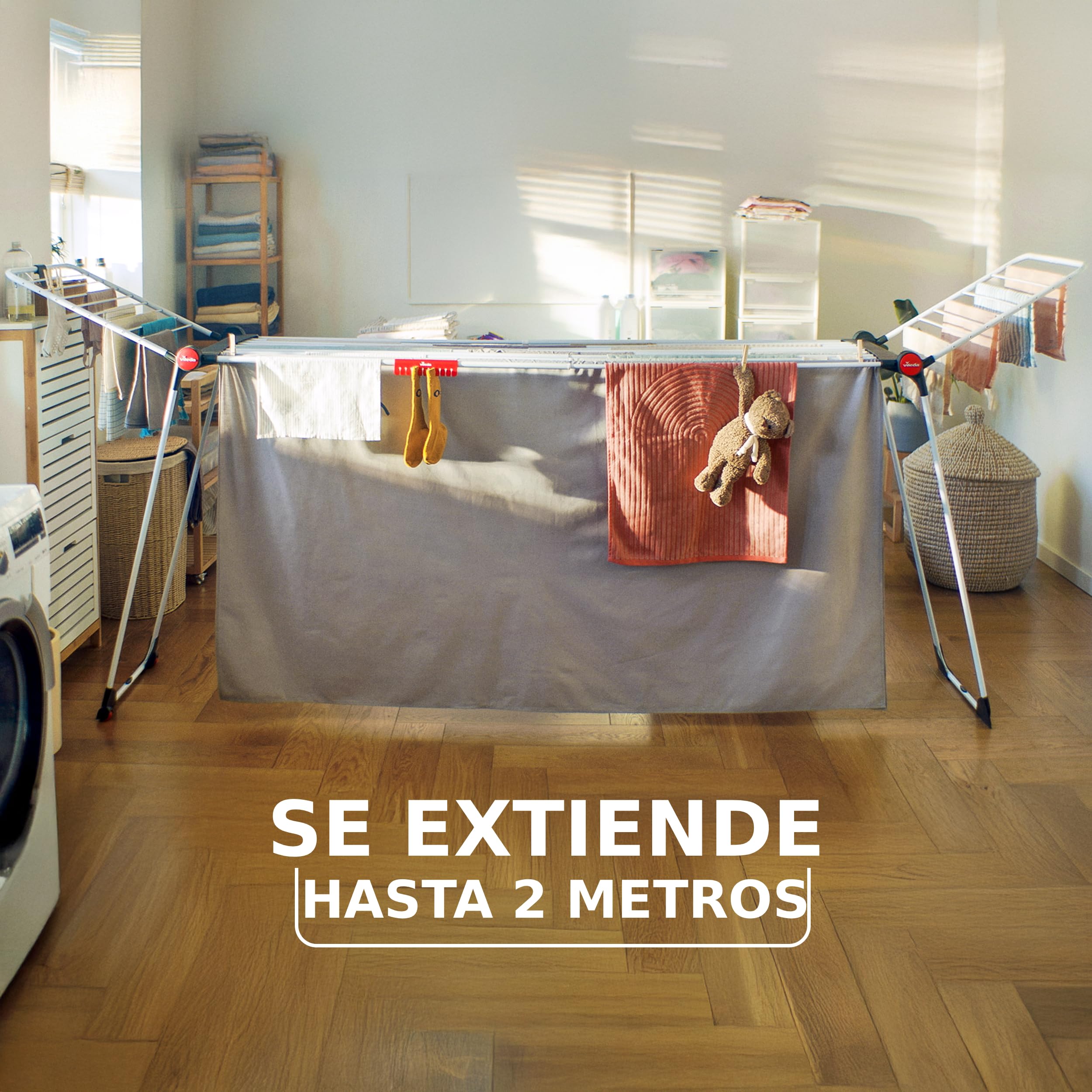 Vileda Infinity Flex | Tendedero Grande y Extensible | Tendedero de Acero y Aluminio | Ya montado | Alas Altas — view 2