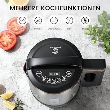 Soup Maker 1.8L Stainless Steel 1000W Multifunction Electric Soup Maker with Blender Function 4 Programs Timer Keep Warm Function Self-Cleaning for Soup & Smoothies Electric soup cooker with mixer function 4 programs timer warming function self-cleaning for soups smoothies