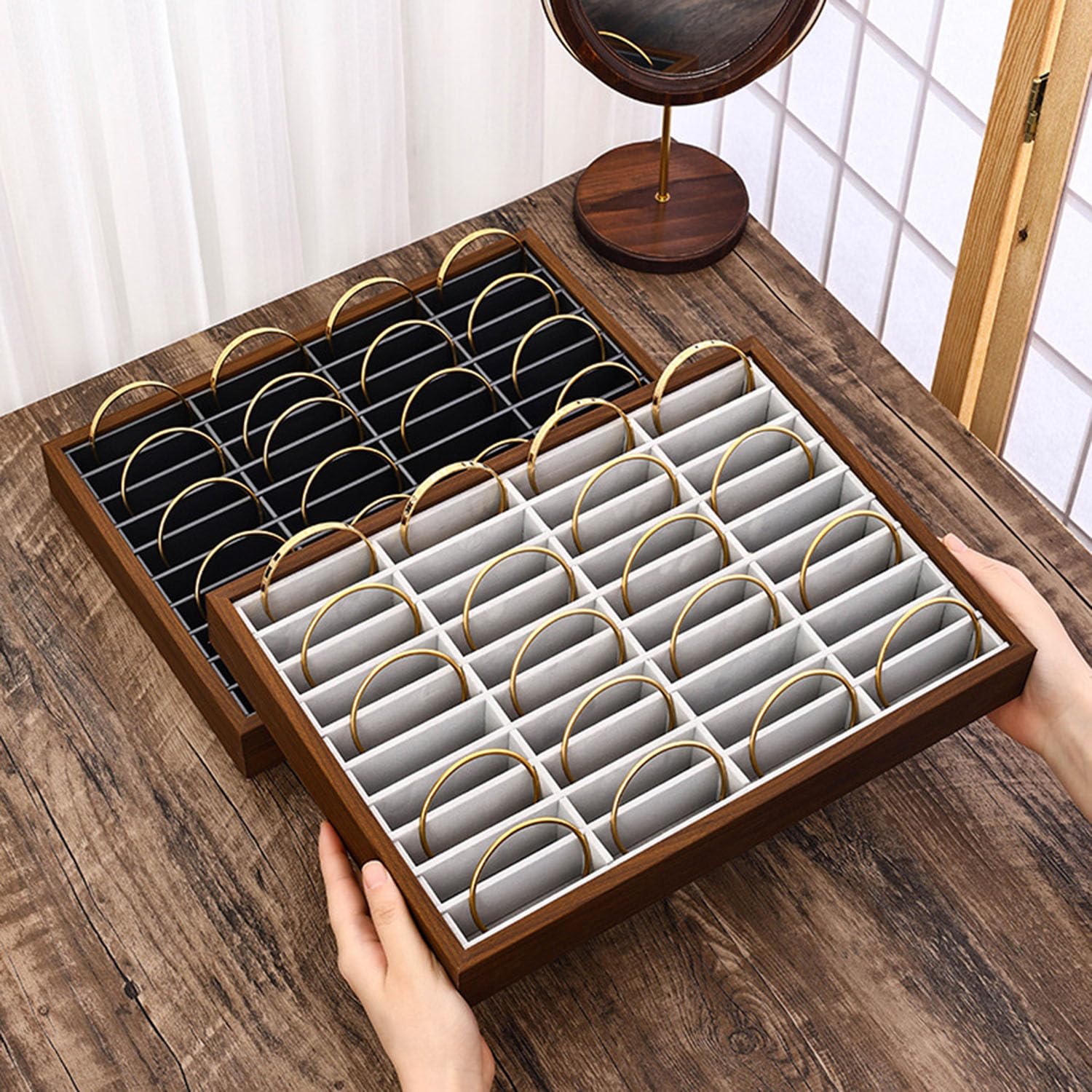 Bandeja organizadora para anillos pendientes, bandejas exhibir joyas hogar | Caja expositora de gran capacidad para niñas y mujeres, soporte para pulsera para feria en el hogar