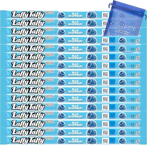 Laffy Taffy Ropes Lover's Blue Raspberry - Paquete de 16 caramelos de caramelo con sabor a frambuesa azul envueltos individualmente, cajas de