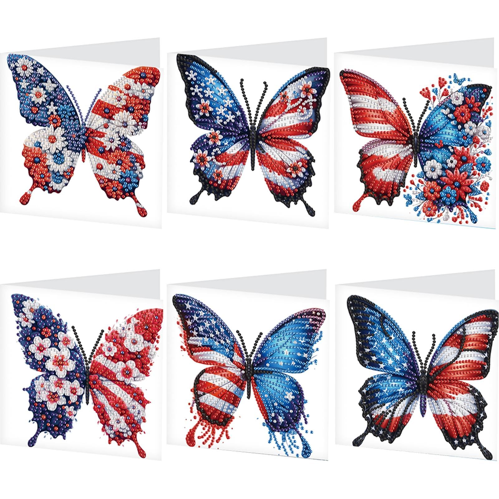6Pcs Birthday Cake DIY Diamond Painting Card Rhinestone Painting Card Kit Diamond Painting Greeting Card for Holiday Party Favors (HKA060)