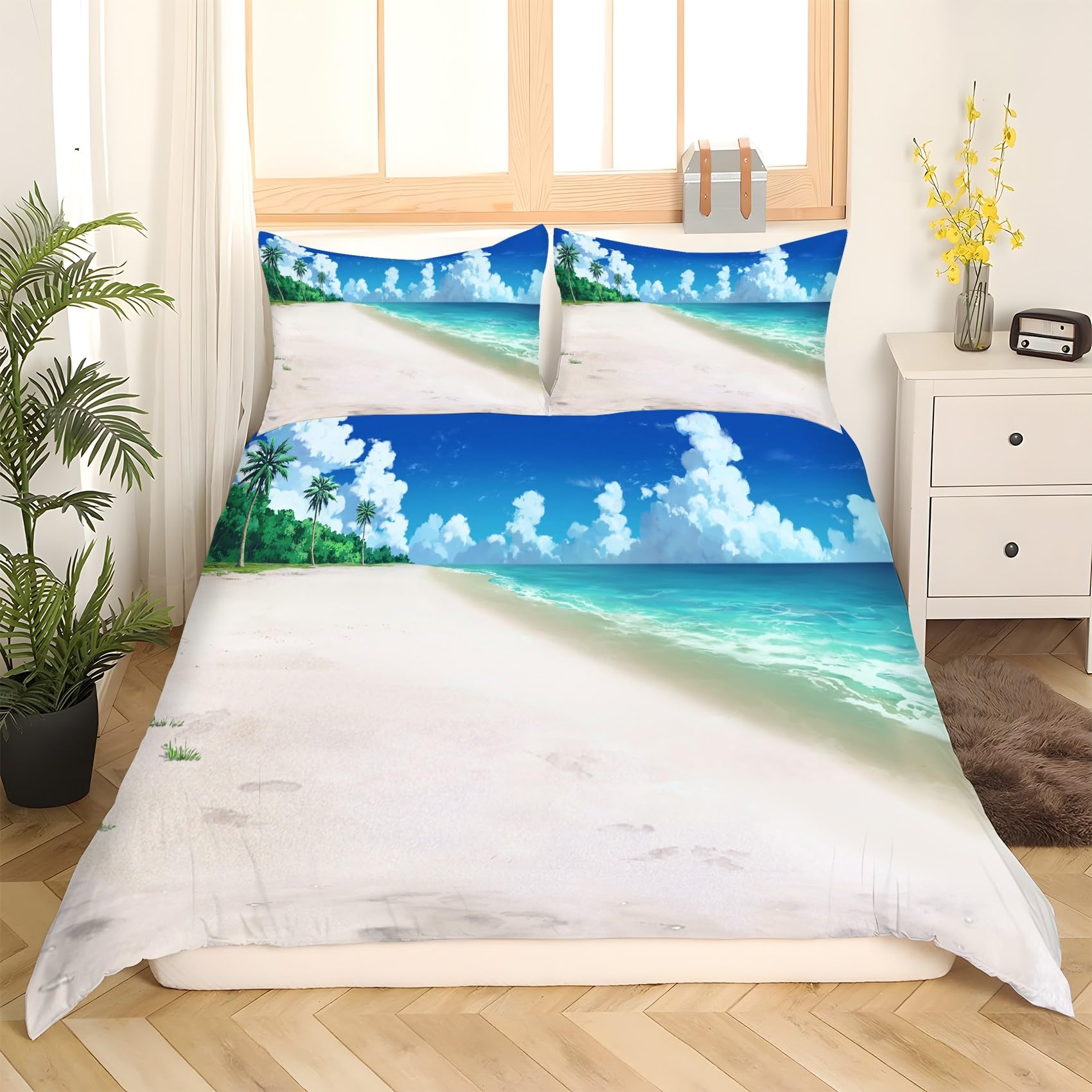 Zestawy poszewek na kołdrę plażową 155 x 220 cm poszewka na kołdrę z mikrofibry 155 x 220 cm luksusowy zestaw pościeli z nadrukiem 3D poszewka na kołdrę z 2 poszewkami na poduszki 50 x 75 cm wys. 1959