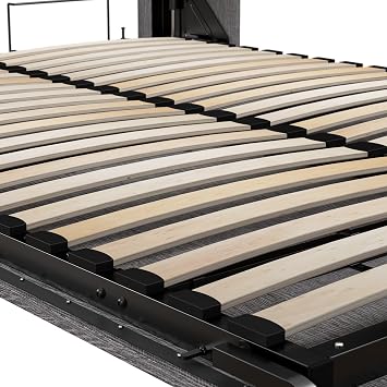 Bestar Pur Full Murphy Bed and 2 Shelving Units with Drawers, 109-inch Space-Saving Wall Bed