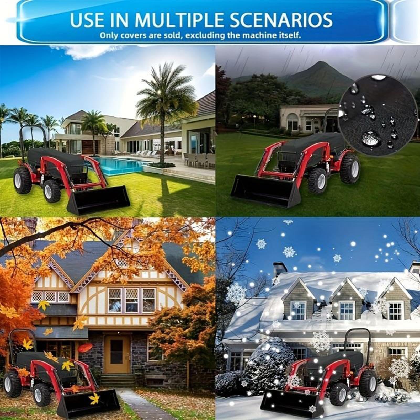 Funda para cortacésped, 193 x 61 x 56 cm, impermeable, tela Oxford, protector de tractor, resistente a los rayos UV, resistente a la intemperie, protector de máquina de jardín, para cobertizo, patio
