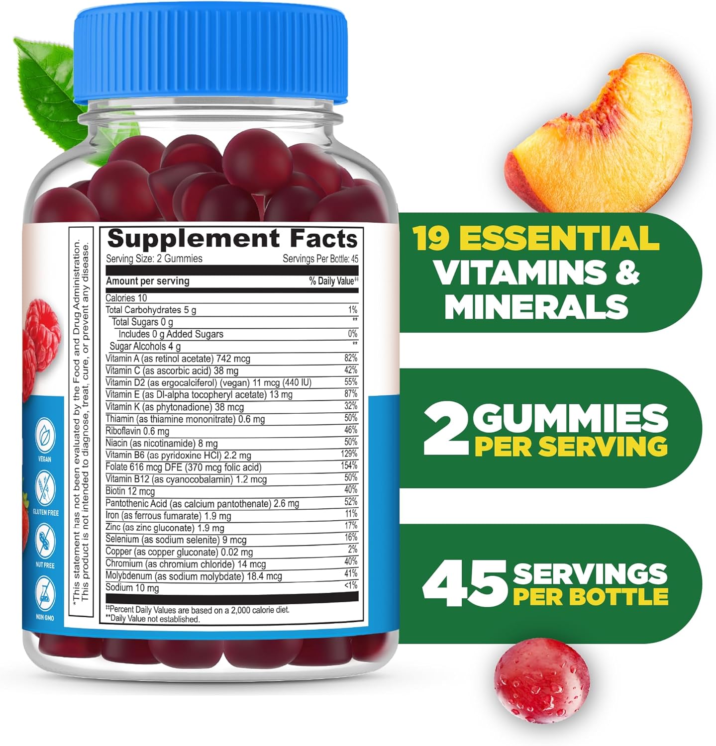 Lifeable Sugar Free Multivitamin for Men Gummies | with Iron and 18 Essential Vitamins and Minerals | Sugar Free Vitamins | 90 Gummies - Image 2