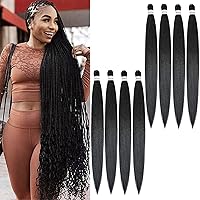 Vista 33 de Alrence Cabello trenzado preestirado largo de 30 pulgadas – 8 paquetes de extensiones de cabello trenzado profesional, trenzas de crochet de fibra