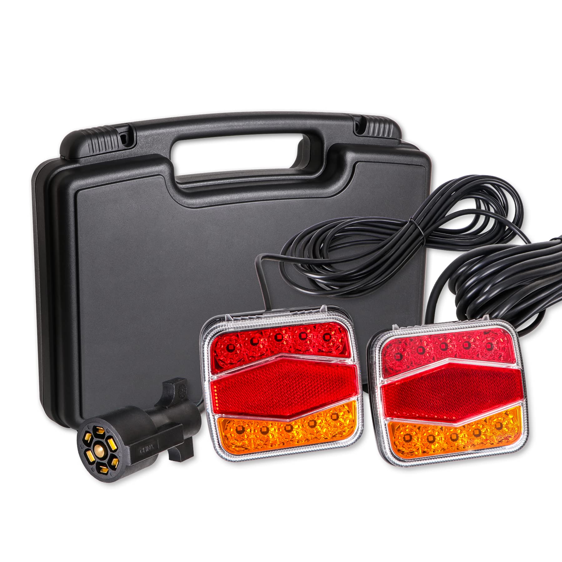 ROUTEKING 2PCS Magnetic LED Trailer Lights Kit with 7 Pin Plug, Rechargeable Towing Light for Trailers, RVs, SUVs, and Boats