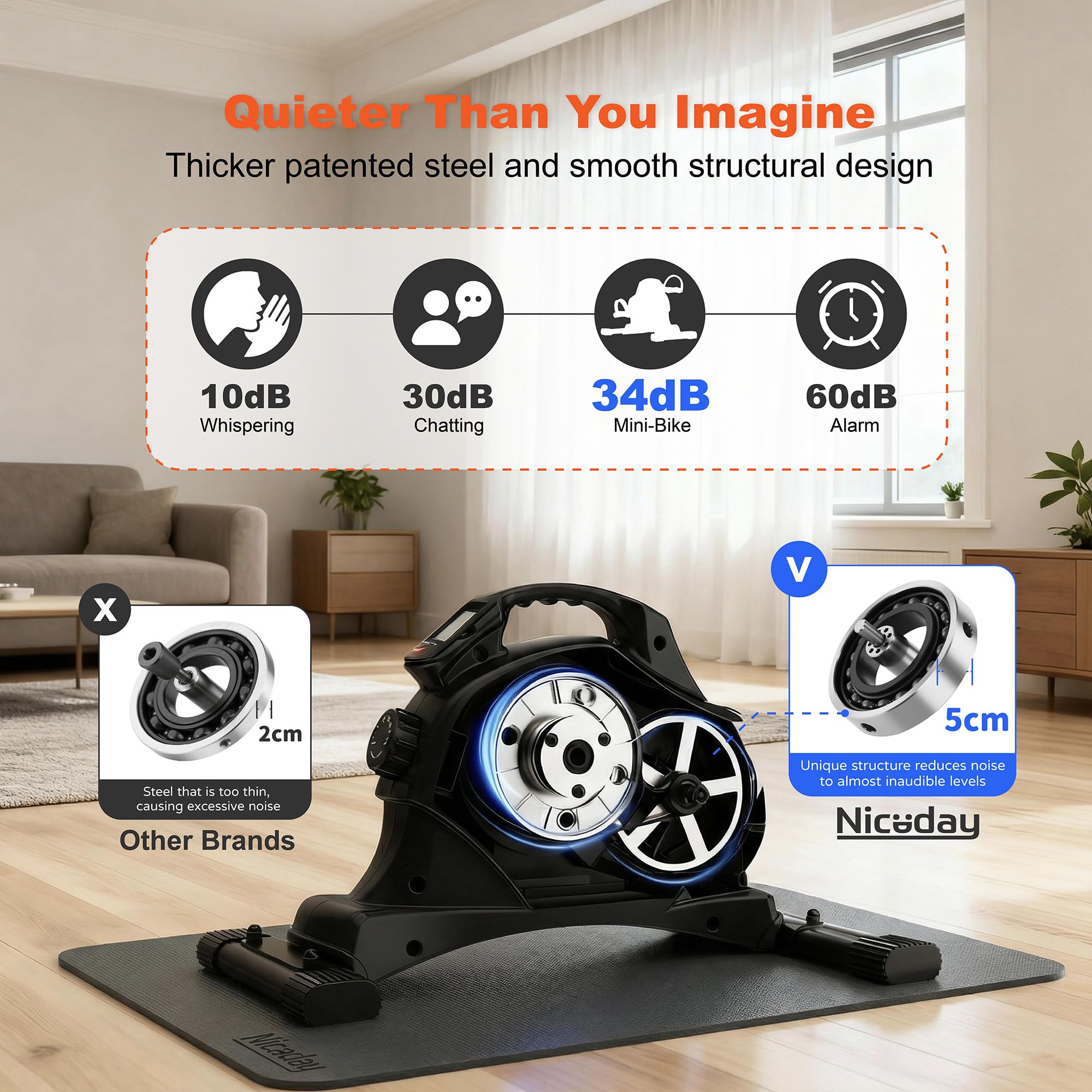 Niceday Mini cyclette per esercizi a pedale, bici da scrivania, 8 livelli di resistenza magnetica, silenziosa e liscia, monitor LCD, macchina a pedale per braccia e gambe, attrezzatura per allenamento