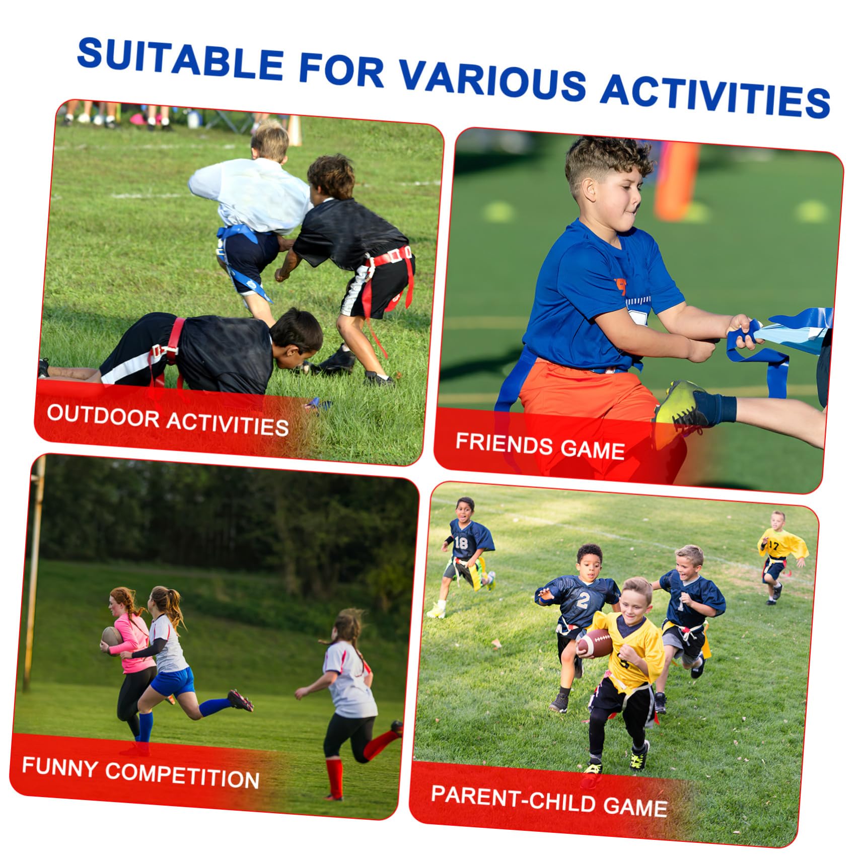 ibasenice Cinture da Football con Bandiere 10 Pezzi in Poliestere Pvc | Set 30 Bandierine, per Squadre Organizzate e Atleti Adulti, Facili da Mettere e Togliere