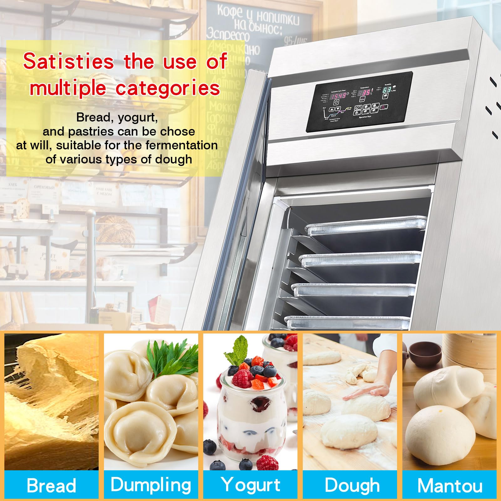 Kolice Commercial Auto Dough Baking Proofer Machine,Baking Equipment,Food Preserver Integrated Freezing,Thawing,Keep Fresh and Fermentation Function-18 Tray,650L,Temperature Range: 0C to 45C