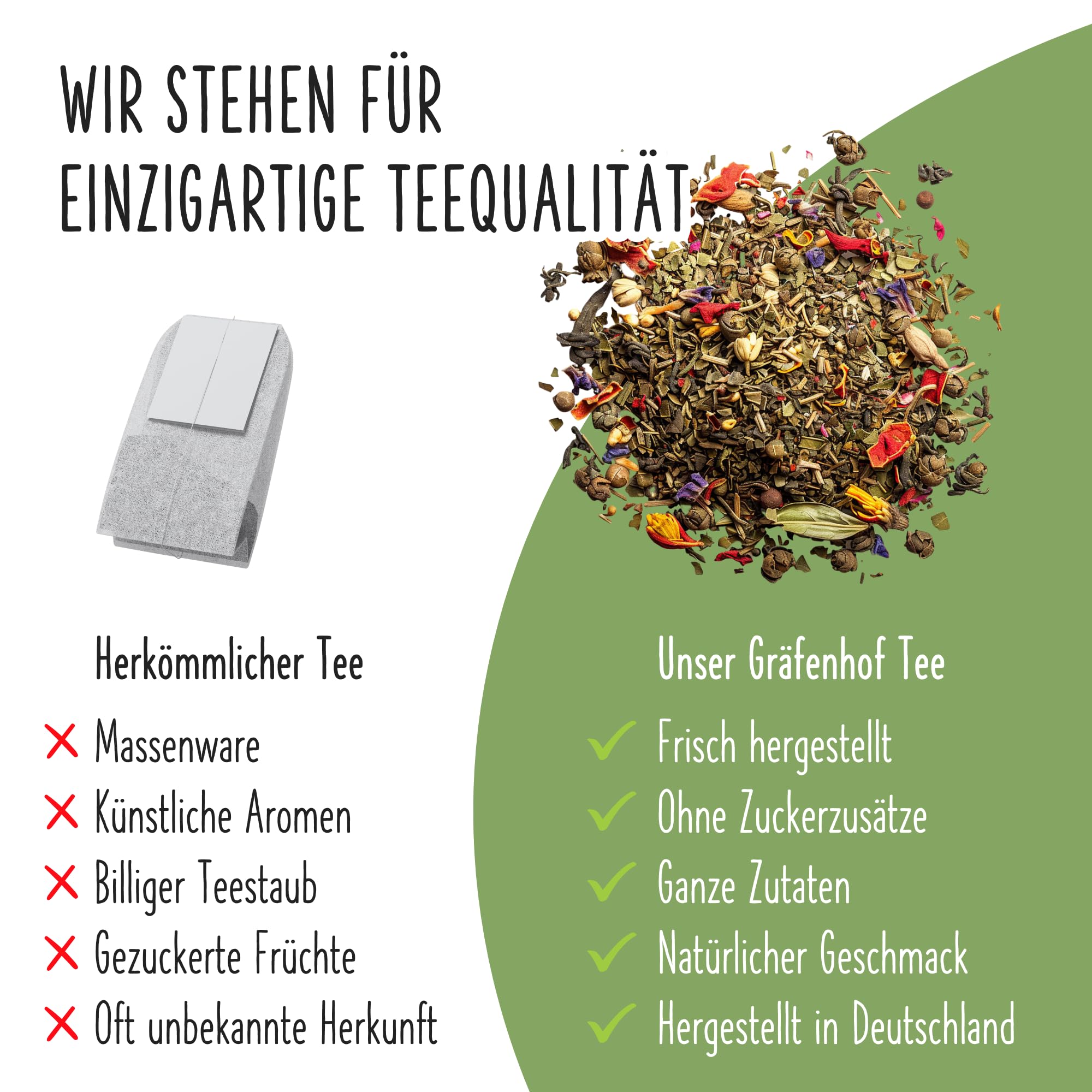 Gräfenhof 7 Sinneskräuter Bio Kräutertee, 1000g lose Kräuterteemischung mit Hibiskus, Zitronengras, Minze & Rosenblüten, fruchtig-frisch, koffeinfrei, Premium Qualität, in DE abgefüllt