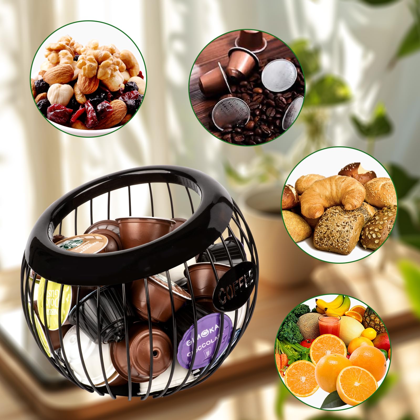 Guolich Stainless Steel Cup Coffee Basket Pods Holder Sturdy for Home or Office Kitchen Counter Organizer Espresso Capsule (BLACK) - Image 4