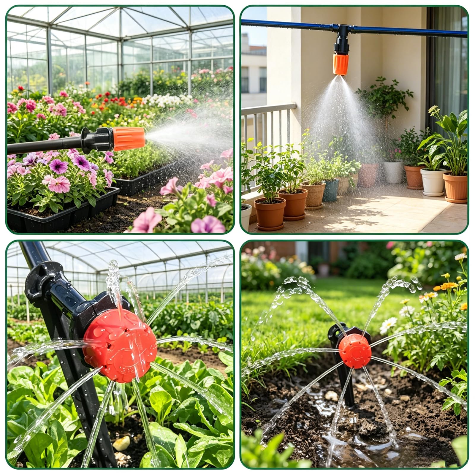 Système d'irrigation goutte à goutte de 30 m, système d'arrosage automatique de 1,6 cm, avec 30 buses en cuivre, sans outils, arrosage à brume fine pour jardin, terrasse, plantes en pot, système