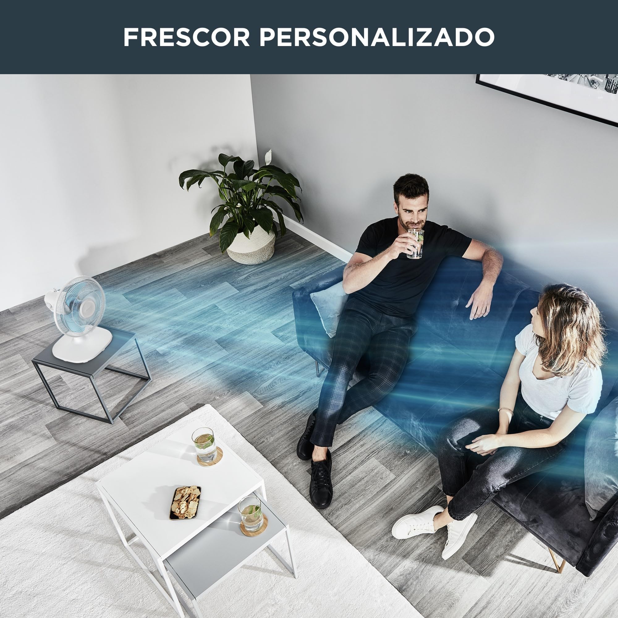 Rowenta Essential+ Ventilador de Mesa Silencioso - Oscilación Automática, 3 Velocidades, Flujo de Aire 34 m³/min, Nivel Sonoro 40 dB, Bajo Consumo, 30 cm, Compacto, Blanco (Reacondicionado)