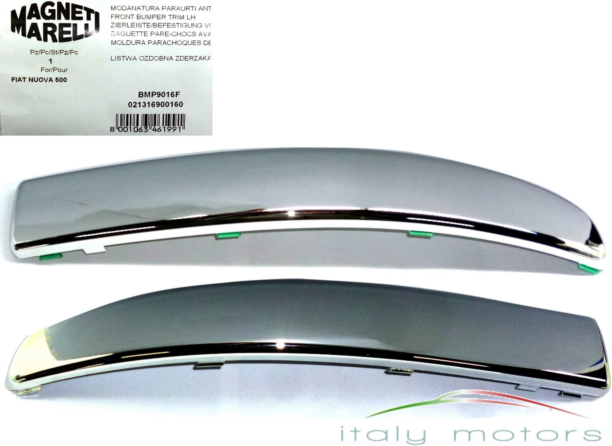 GENUINE FIAT 500 CHROME FRONT BUMPER TRIM SET – 735455057 + 735455056
