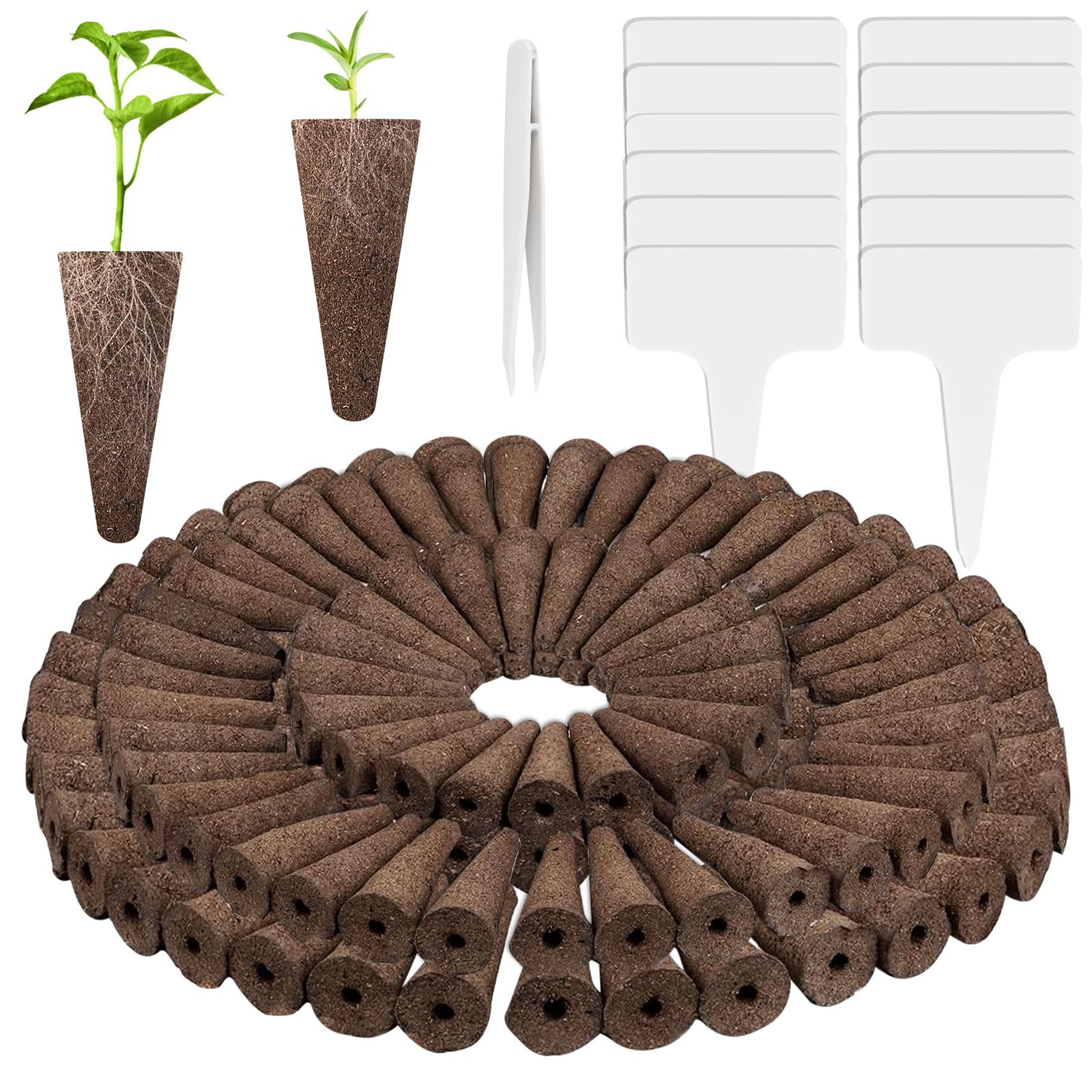 Tigvio 133-Pack Hydroponic Grow Sponges kit - Replacement Seed Starter Pods Compatible with AeroGarden - Boost Root Growth - Ideal for Indoor Gardening - Includes 12 Tags &amp; 1 Tweezer (133pack)
