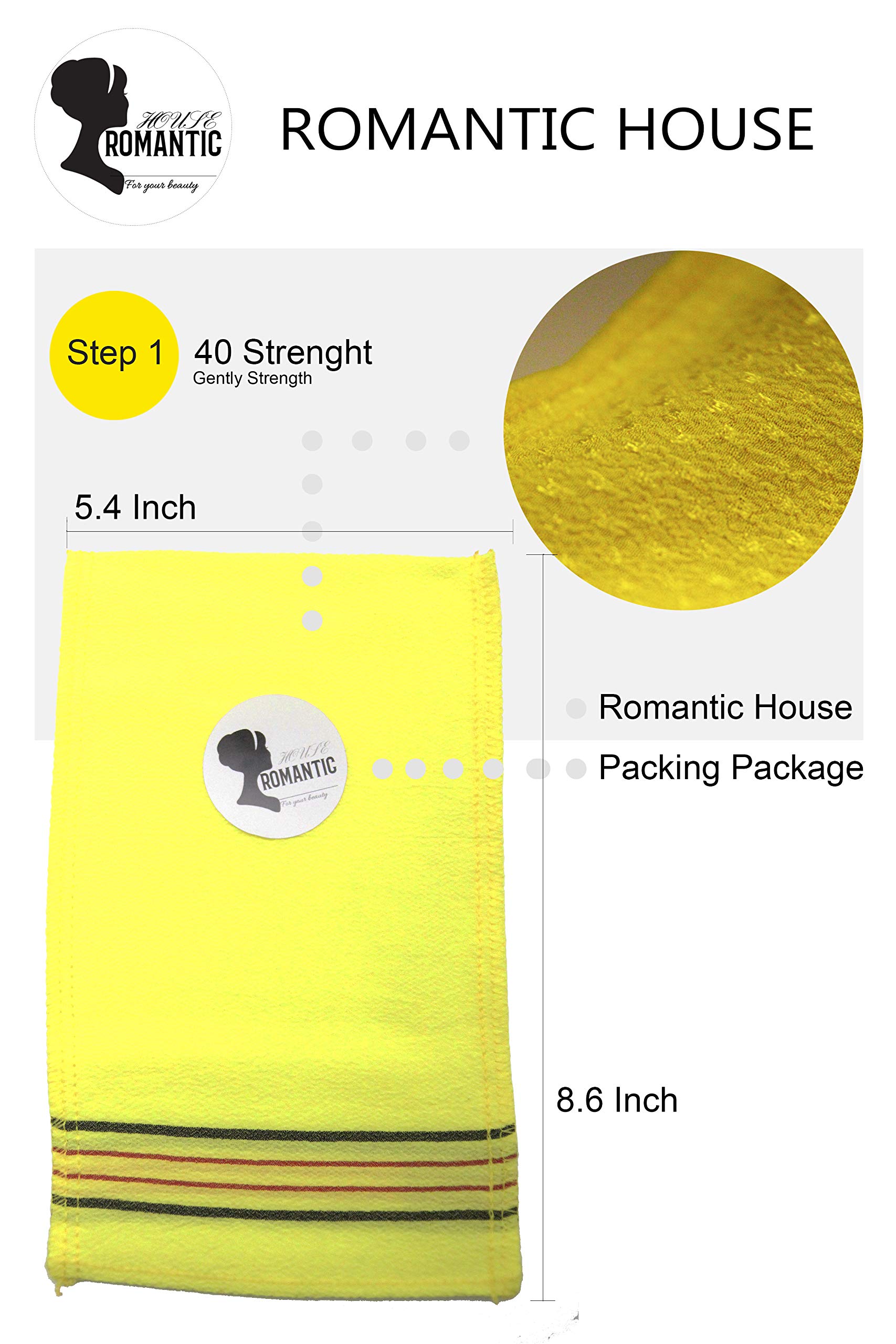 Romantic House Exfoliating Korean Towel Extra Viscos Bath Mesh Body WashCloth Rayon 100% Spa Scrub Italy Gloves Removes Dead Skin X-Large Plus Size Yellow 40 Color 1 Pcs - Image 4