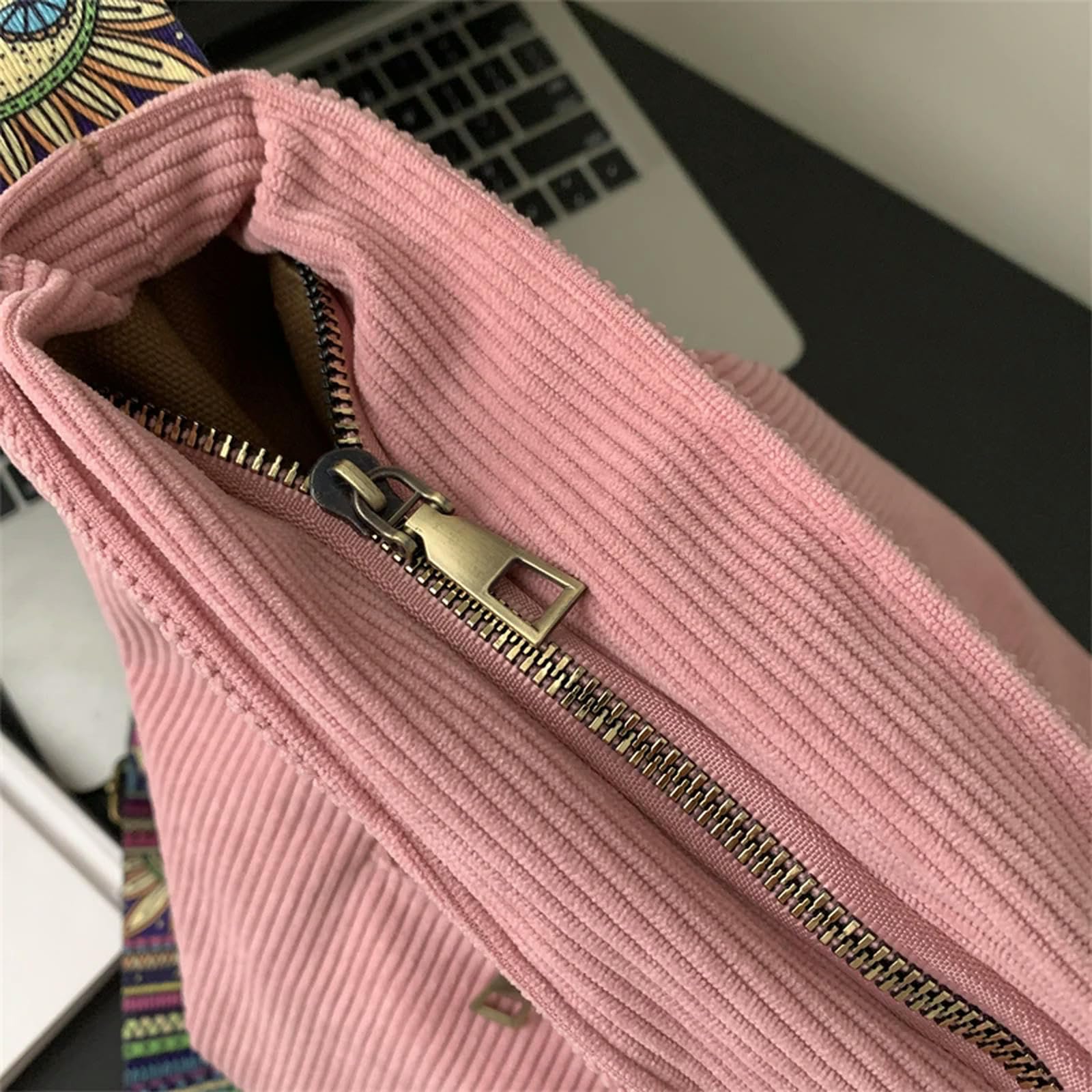 MdybF Rucksack Damen Frauen Cord -umhängetasche Große Handtasche Große Lässige Tasche Leinwand Aus Massivem Stofftasche Reißverschluss Crossbody