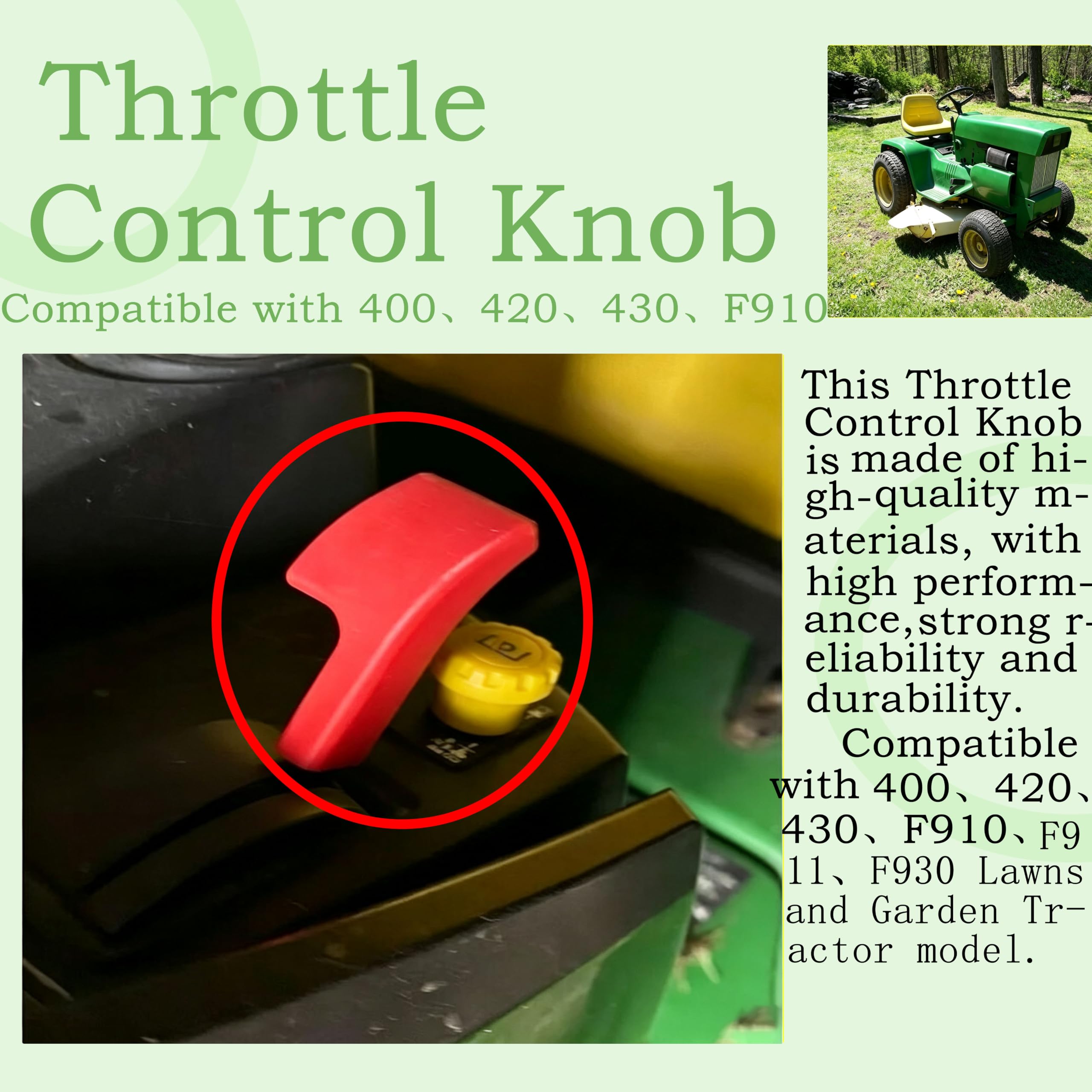 Pomo de control del acelerador de repuesto M47587 para cortacésped John Deere (paquete de 2)