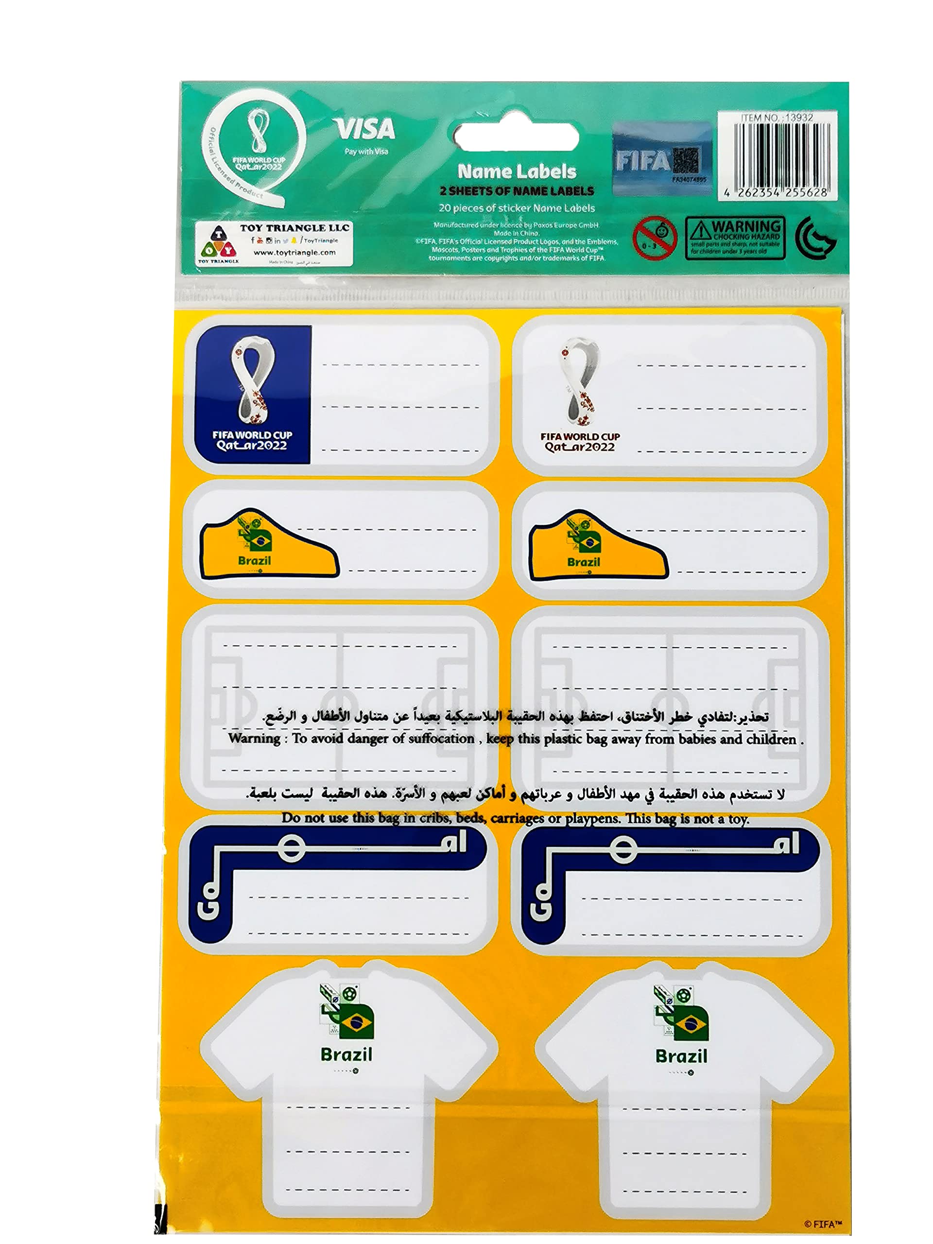 FIFAFIFA 2022 Country Name Label Sticker, 2 sheets/pack, Brazil