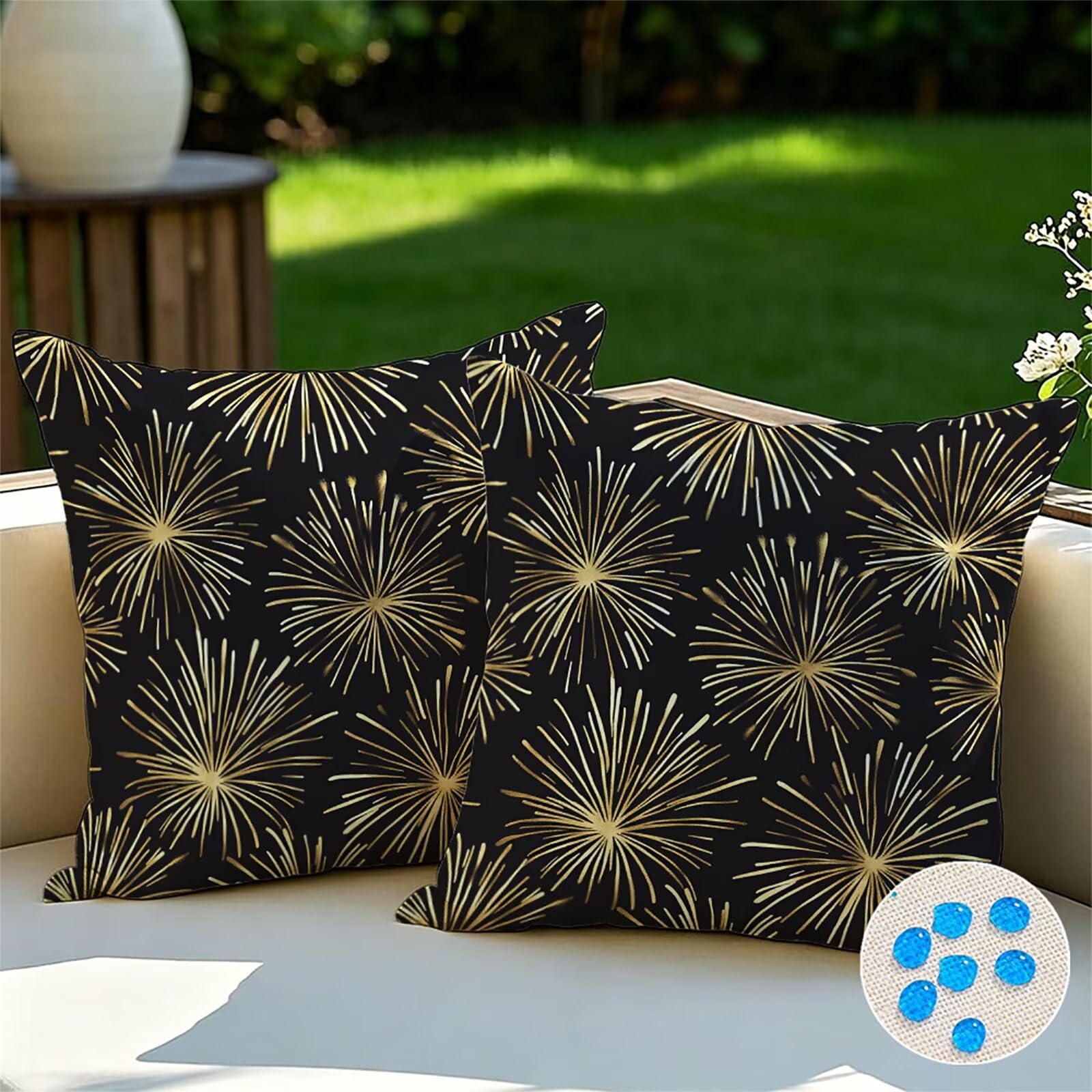 Federe Cuscini Divano 65x65 cm Oro Cuscino Divano Velluto Decorativo Set da 2, con Cerniera fuochi d'artificio Cuscini da Esterno Impermeabili Quadrato per Divani Camera de Letto Soggiorno Auto dj-731