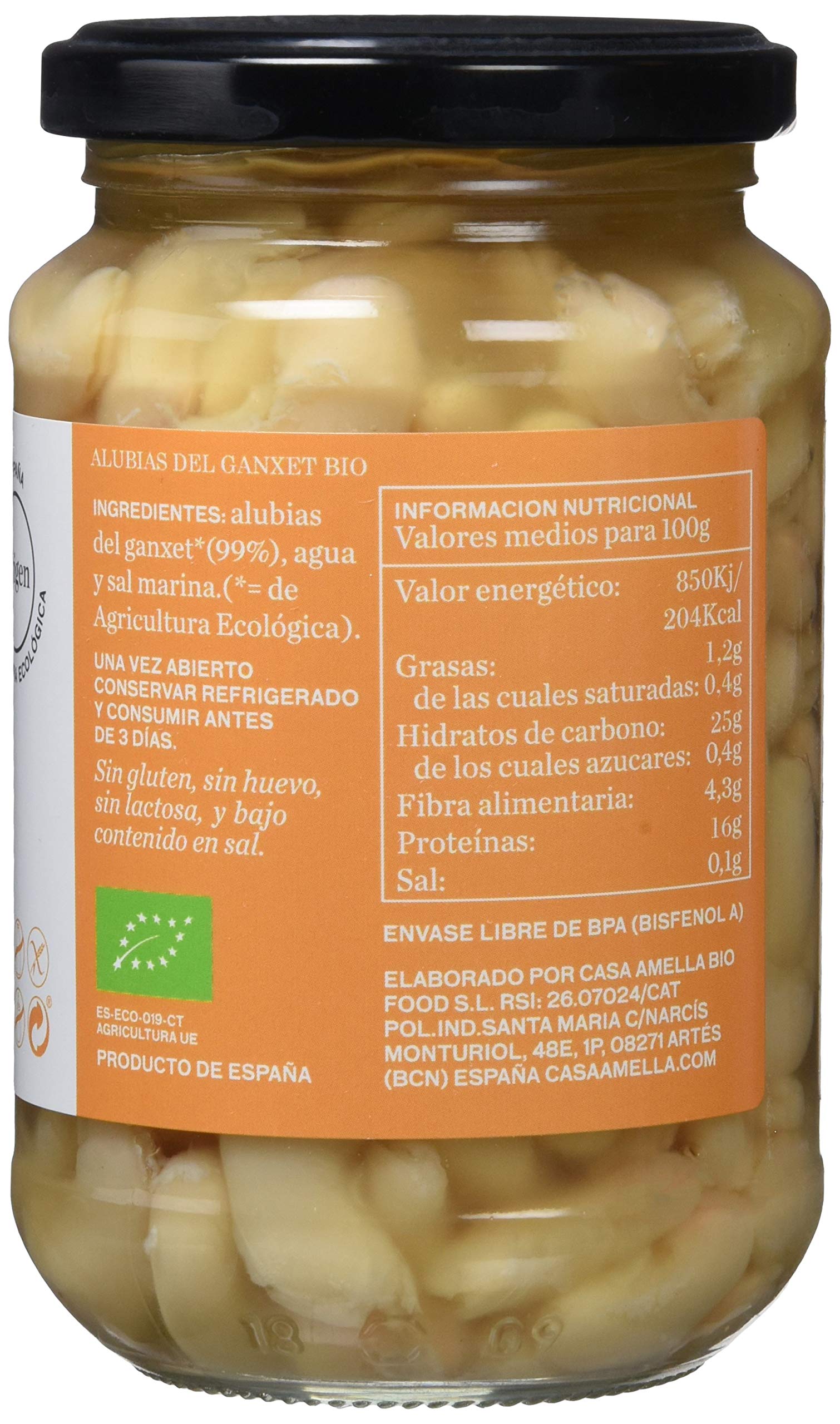 Casa Amella, Alubia del ganxet (Cocida) - Pack de 6 x 330 gr. (Total 1980 gr.)
