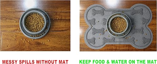 Miniatura 6 de Petlike Tapete de alimentación para mascotas para perros y gatos grandes, antideslizante e impermeable, tapete grande para perros con bonito patrón