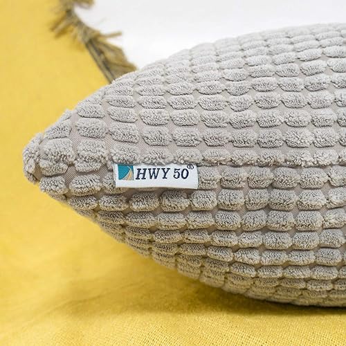 Miniatura 3 de HWY 50 Juego de 2 fundas de cojín decorativas de pana suave y sólida, 16 x 16 pulgadas, para sofá cama, fundas de cojín de pana suave y sólida, con
