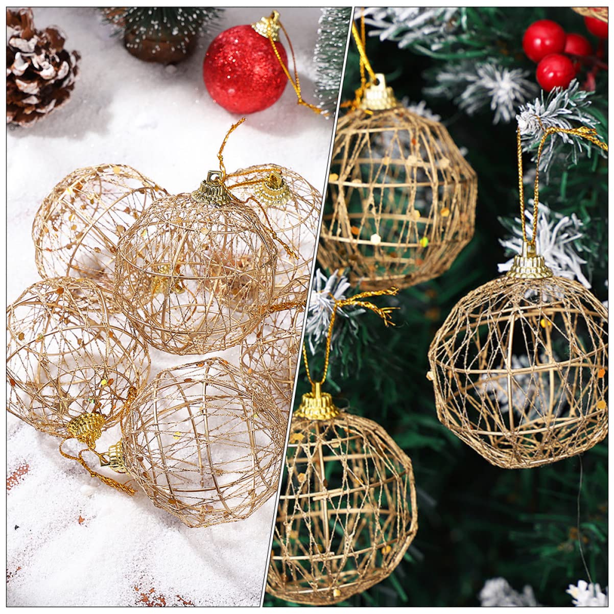 Cabilock 3 Set Di Natale Decorazioni Natalizie All'aperto Gonfiabili Natalizi Ciondolo Albero Di Natale Palline Dell'albero Di Natale Ornamenti Ferro Da Stiro Golden 12 Pezzi * 3