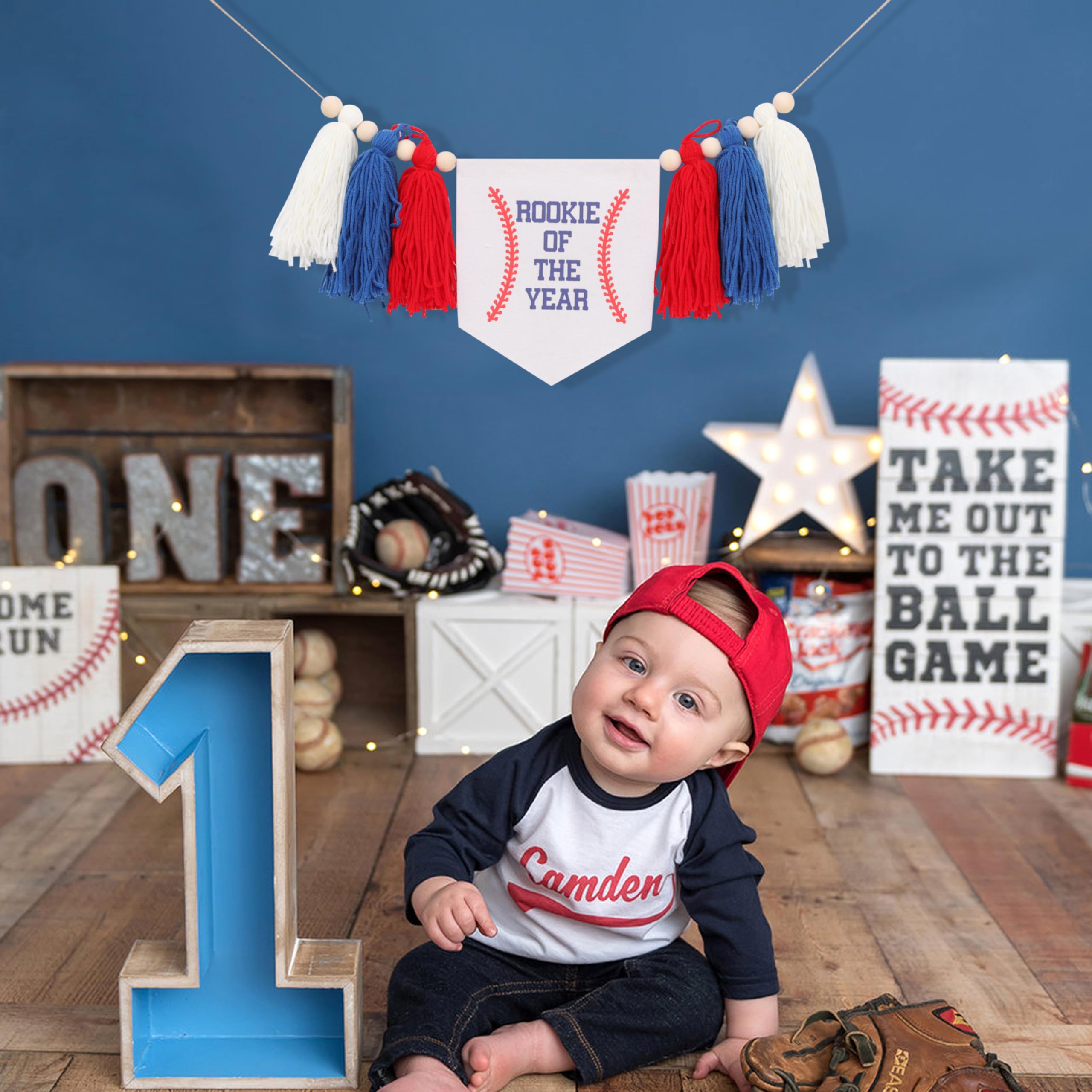 I AM 1 Hochstuhl-Banner Für Mädchen – Baseball-Thema In Rosa, Weiß & Rot, Perfekt Für 1. Geburtstagsfeier & Sport-Party