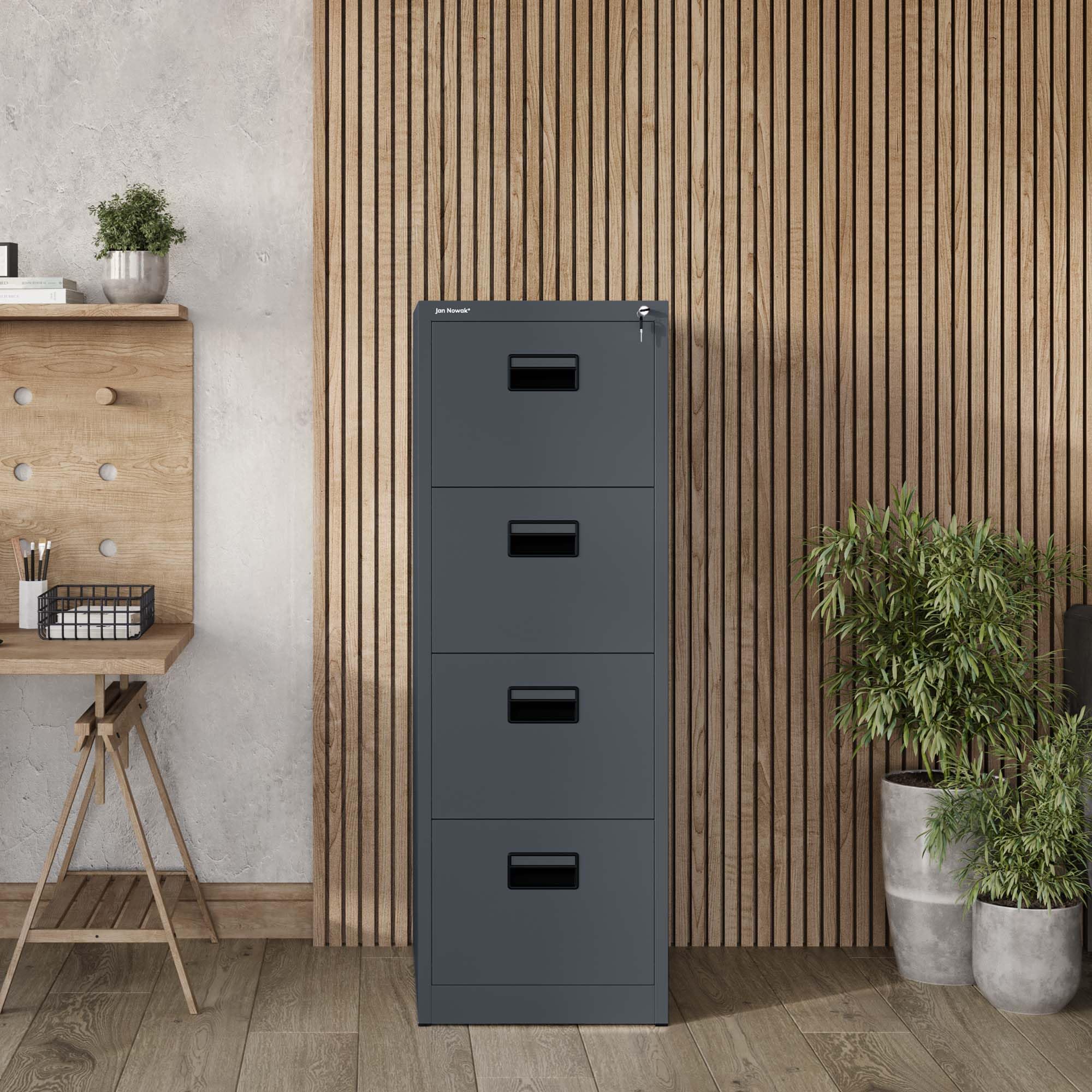 Jan Nowak Armoire pour Dossiers Suspendus Métallique avec 5 Tiroirs Revêtement en Poudre Tôle d'acier Anthracite