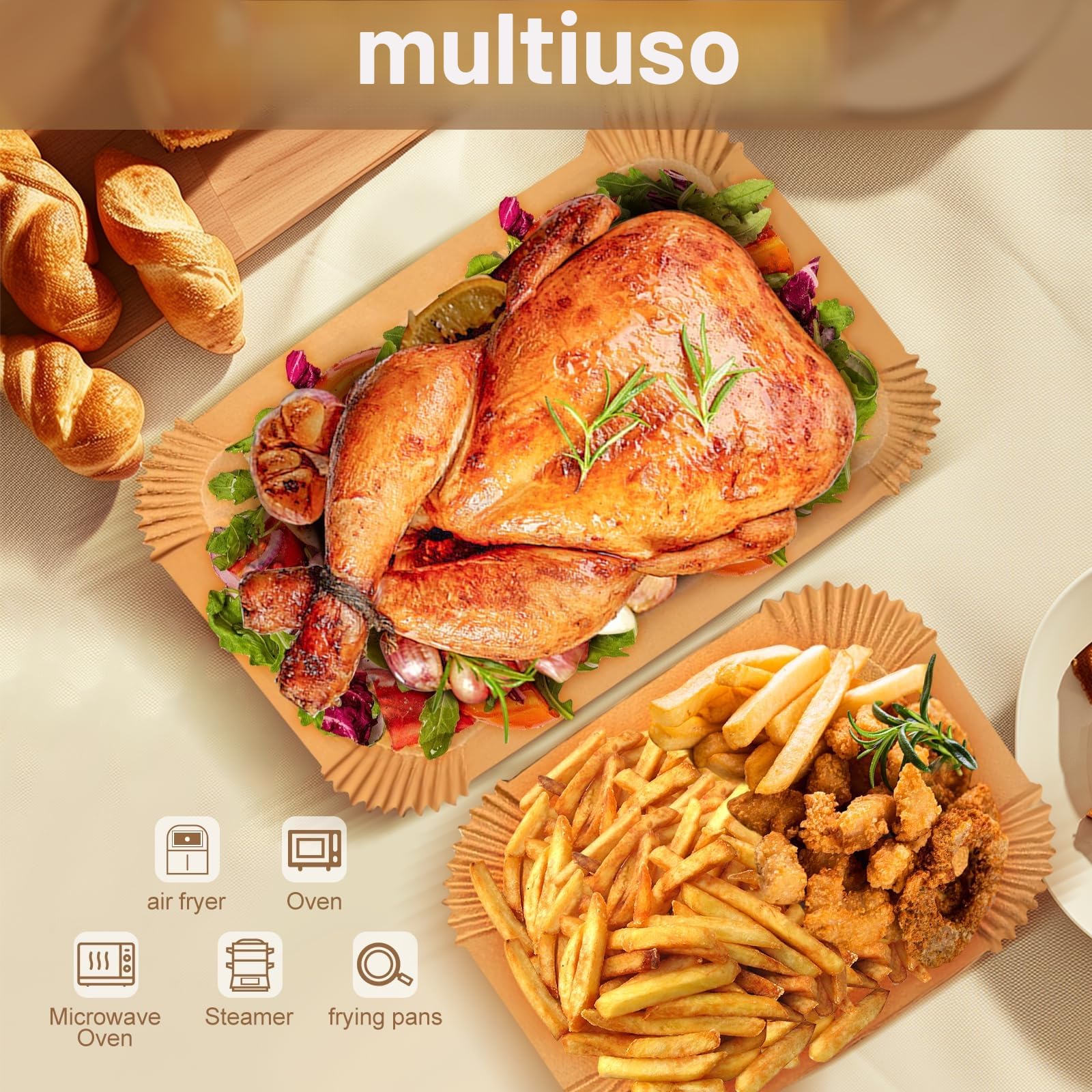 170Pz Carta Forno per Friggitrice ad Aria Senza BPA, Teglia per Friggitrice ad Aria Antiaderente Impermeabile Monouso Accessori Friggitrice ad Aria per 5-16L Friggitrice Aria Forno Padelle Microonde