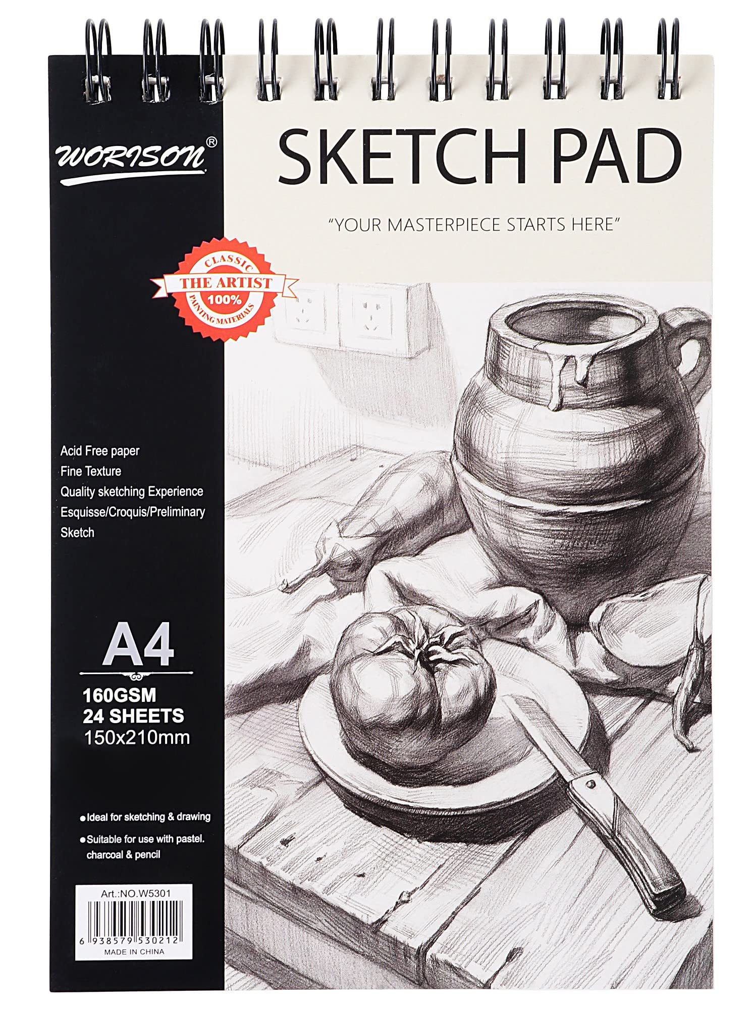 Worison A4 Size Sketch Book 24 Sheets, Spiral Bound Art Sketchbook, Acid Free 160gsm Drawing Book (B0BT1ZXCTV) Amazon Price History, Amazon Price Tracker