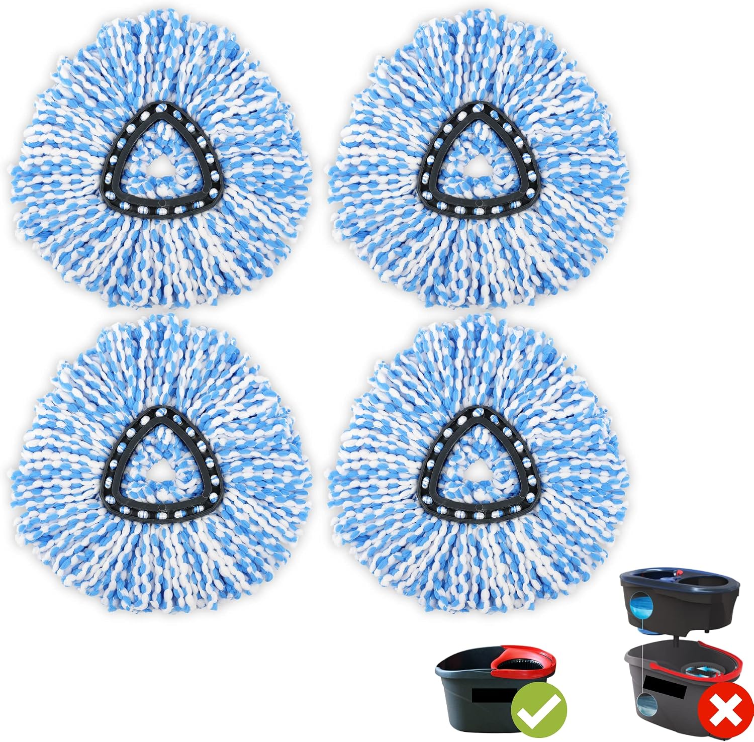 Mop Replace Head for EasyWring Spin Mop, Microfiber Mop Head Refill Mop Head Replacement (for 1-Tank System-Blue)