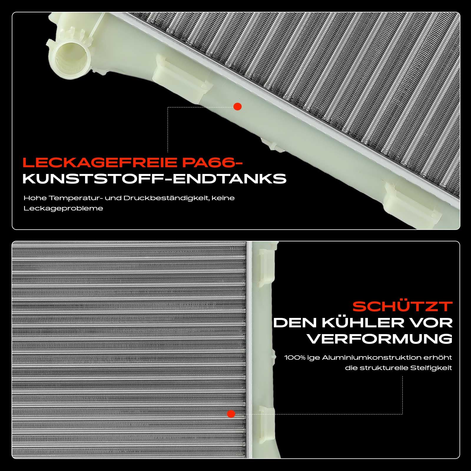 Frankberg Radiatore Raffreddatore acqua Radiatore motore 51787115 | Compatibile con: 500 312, 312 319, Van 312 519, KA RU8, 500 C 312