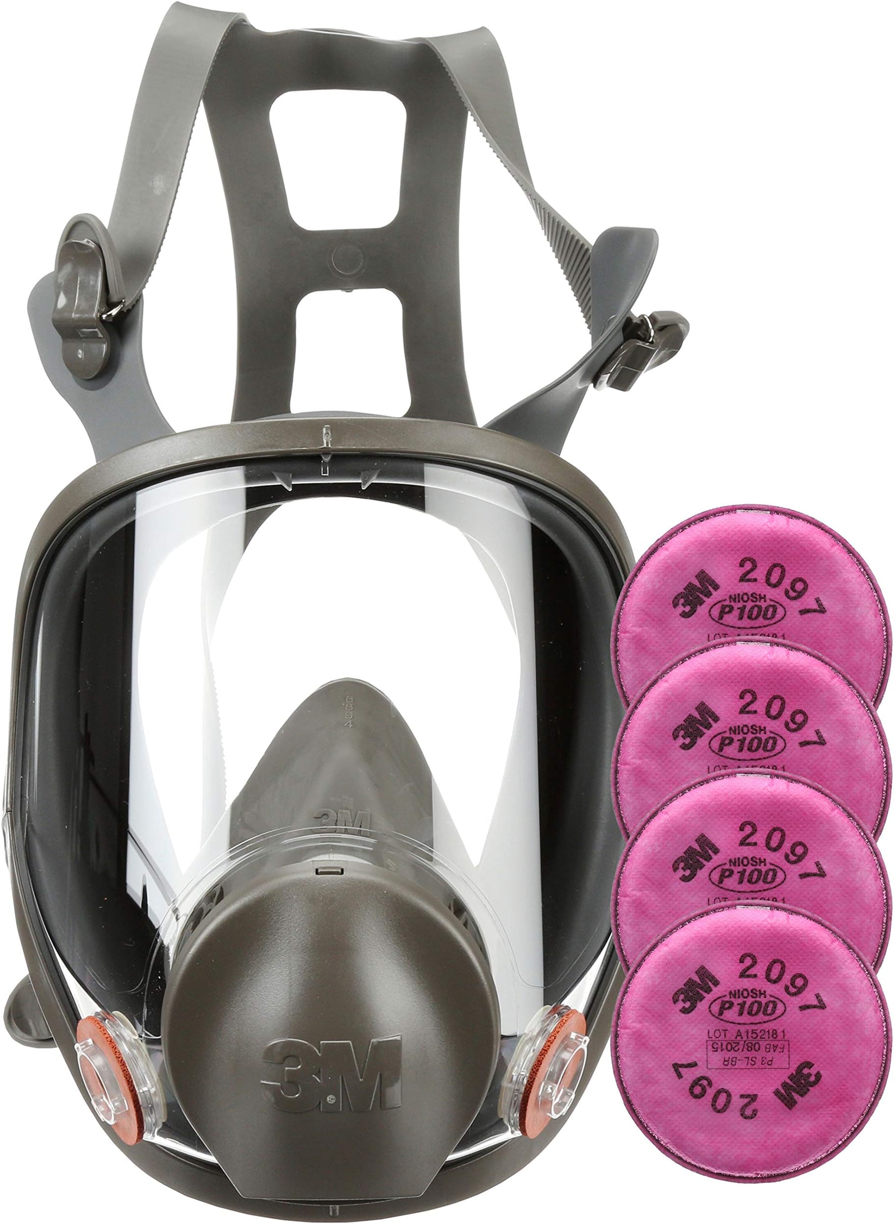 3M Respirator Kit, Full Face 6800, Reusable, Medium, Plus 4 Particulate Filters 2097, P100 for Mold Remediation, Dust, Lead, Asbestos